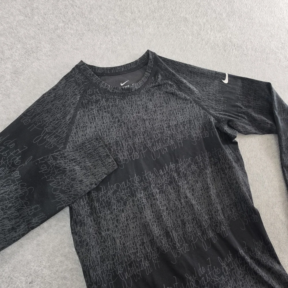 Nike‎ Therma-FIT Women's Long Sleeve Shirt M Black Just Do It Script Print Base